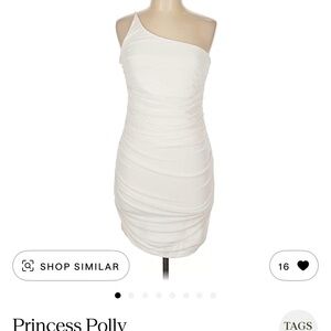 Princess Polly White One-Shoulder Ruched Mini Dress